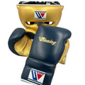 Custom Winning boxing gloves set Gold Leather Lace up