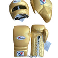 Custom Winning boxing set Gold Leather Head & Groin Protector 