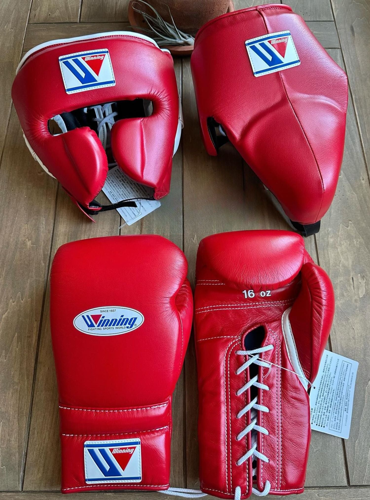 Custom Winning boxing set Red Leather