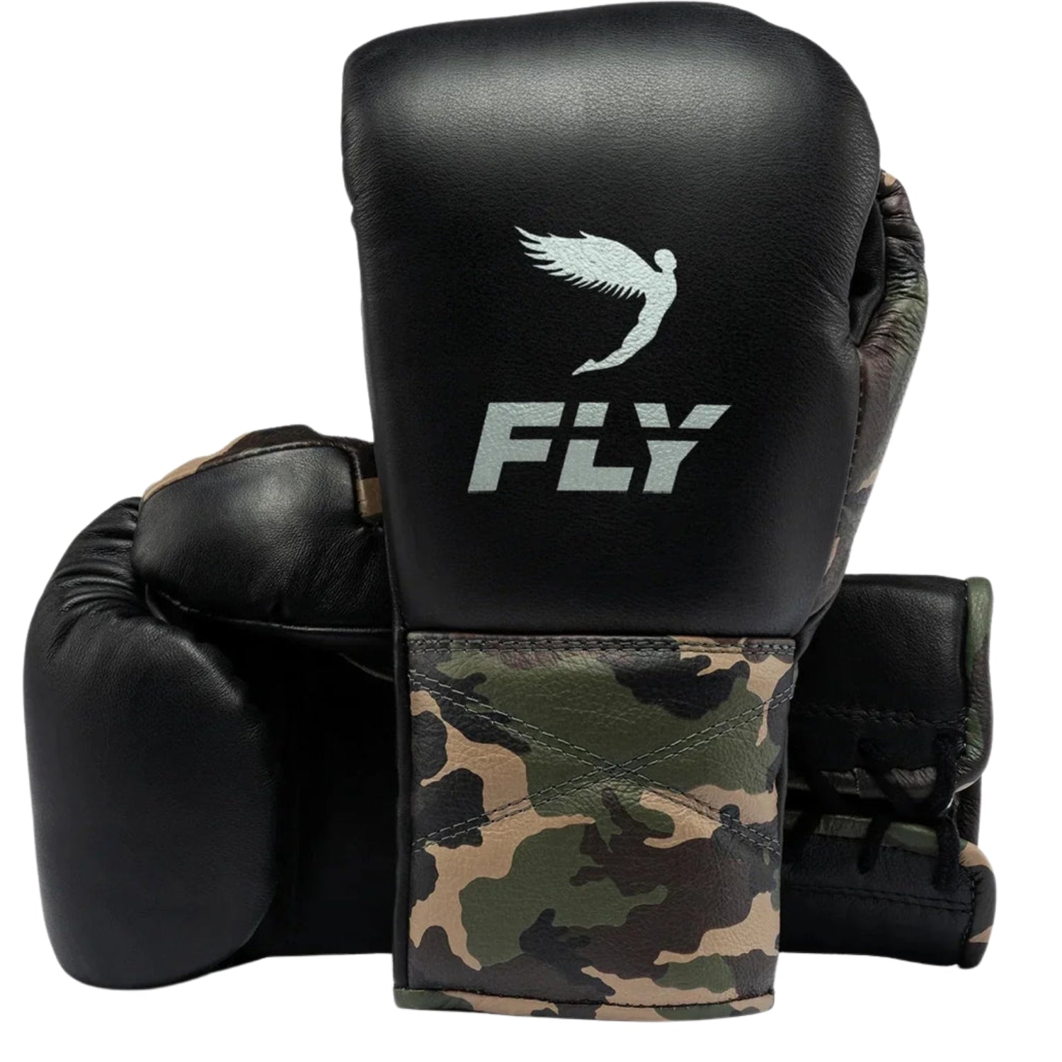 Fly boxing gloves Black Camo Cuff Leather Laceup