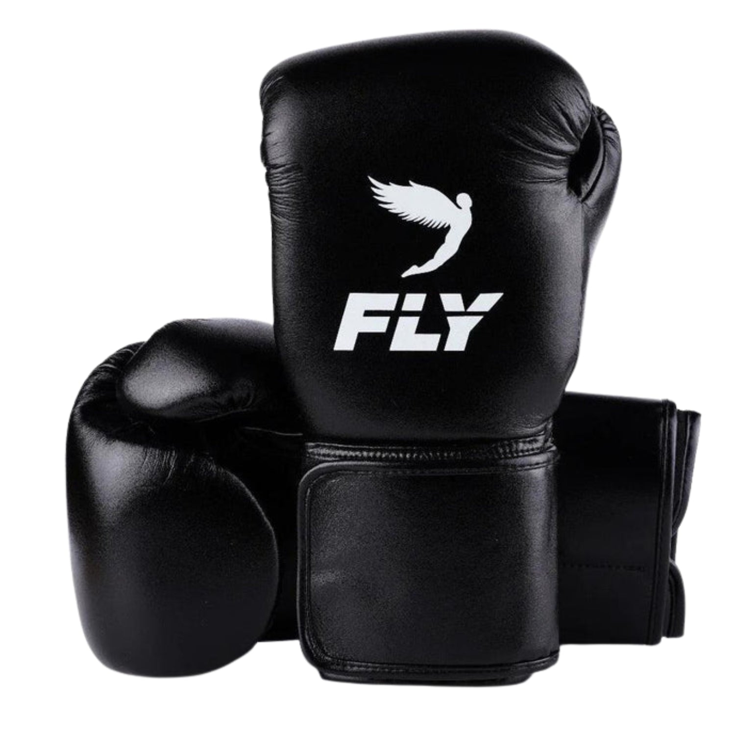 Fly boxing gloves Black Leather Velcro Strap