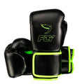 Fly boxing gloves Black Neon Leather Velcro Strap
