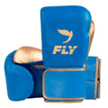 Fly boxing gloves Blue Golden Leather Velcro Strap