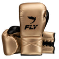 Fly boxing gloves Golden Black Leather Lace-up