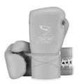 Gray boxing gloves with 'Fly' logo on a white background