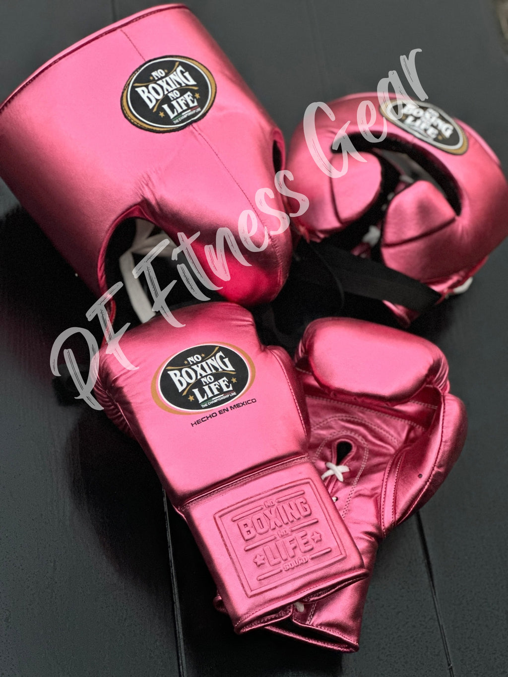 No Boxing No Life Gloves set Velcro lace up Pink