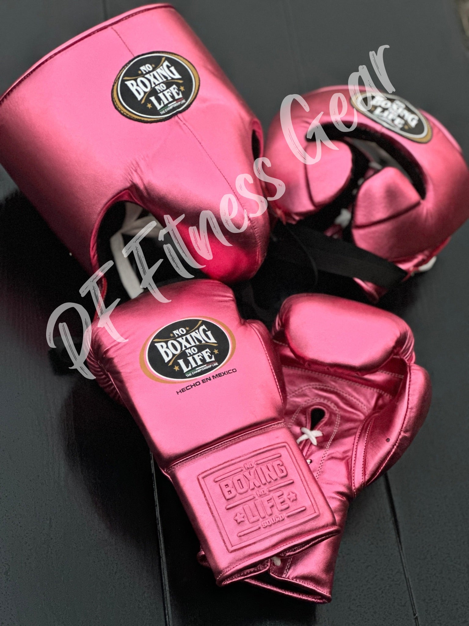 No Boxing No Life Gloves set Velcro lace up Pink
