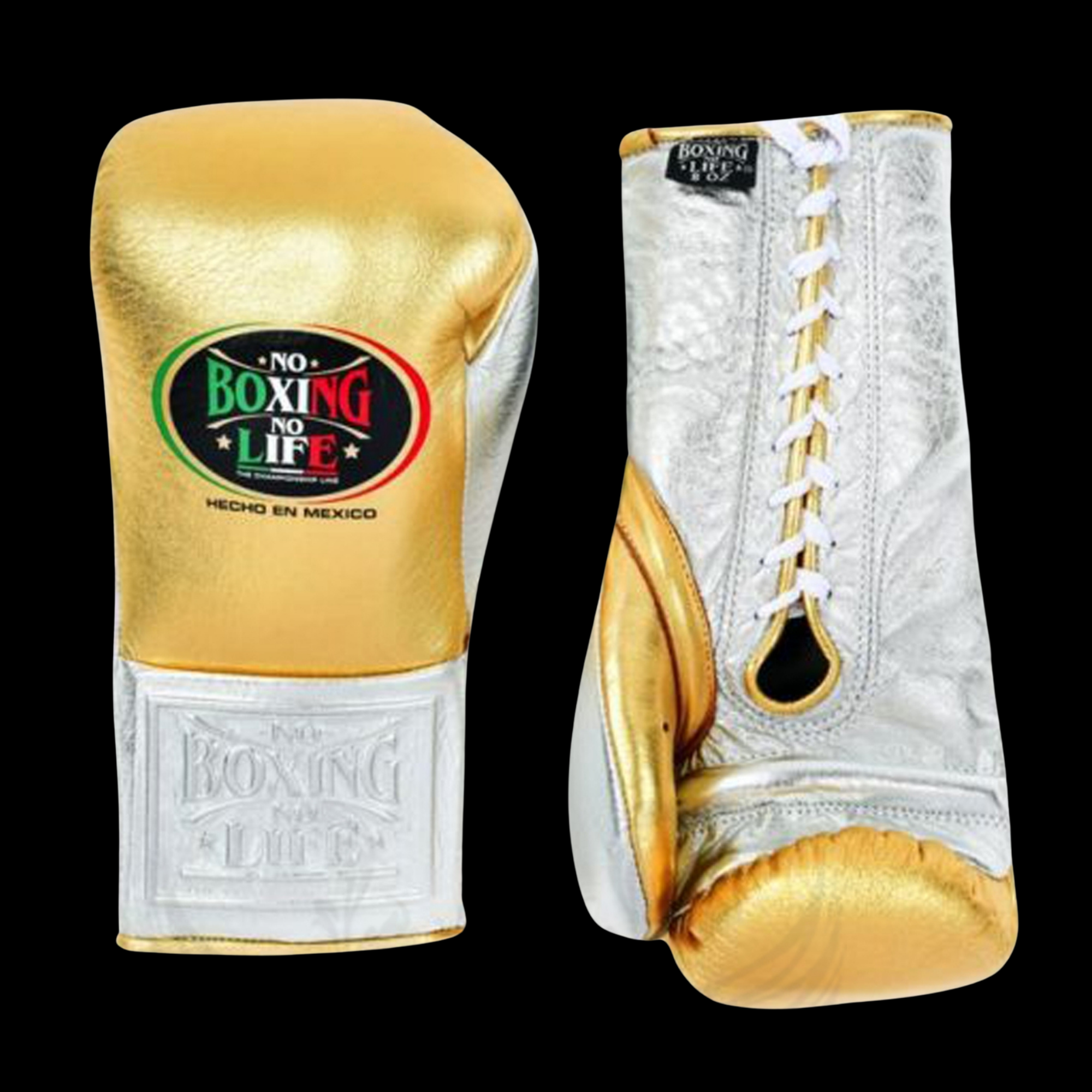No Boxing No Life Canelo Gloves Lace up Golden Silverleather