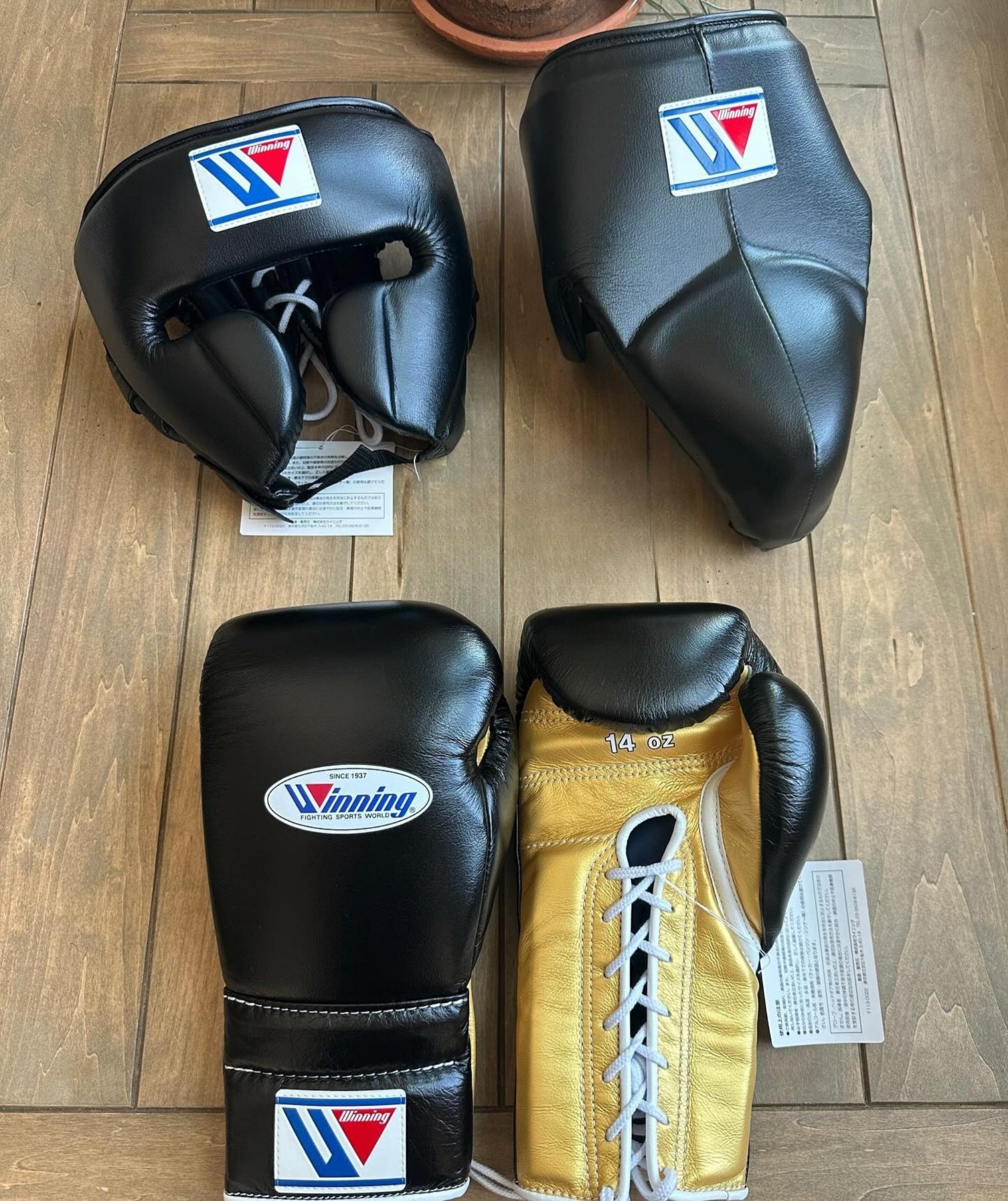 Winning Boxing Glove set, Winning Boxing gear, winning boxing set Winning Lace up Black Gold Boxing Glove set, Boxing Glove set, Winning boxing gear set, PF Fitness Gear, Winning set, PF FITNESS GEAR winning gear, winning Boxing Glove, Winning groins, Winning head Gear, winning Boxing Set