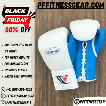 Winning Boxing Gloves, White Blue Winning Boxing gloves, Winning Lace-up Boxing Glove, Boxing Glove, Winning boxing gear, Winning gear, winning Boxing Glove, Winning Gloves, Winning Boxing Gear, PF Fitness gear, PFFITNESSGEAR, Gloves for Gym, Fight Gloves, Gift for Him, Gift for Son, Father days Gift, Black Friday Sale, Christmas Gift, Thanks Giving Gift, New Year Gift, Cyber sale, Valentine Gift, Gift for her, Gift for Daughter, Gym Gift, Fitness Gift, Motivational Gift, Lace-up, Winning Boxing Gear