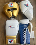 Winning Boxing Gloves set White Gold Leather lace up
