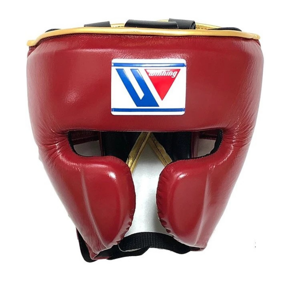 Winning Boxing Head guard face helmet gold piping
