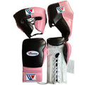 Winning Boxing Set Black Baby Pink Leather Face & Groin Protection
