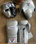 Winning Boxing set Silver Black Leather laceup