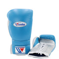Winning Training Boxing Gloves Sky blue Silver Leather Lace up 16oz