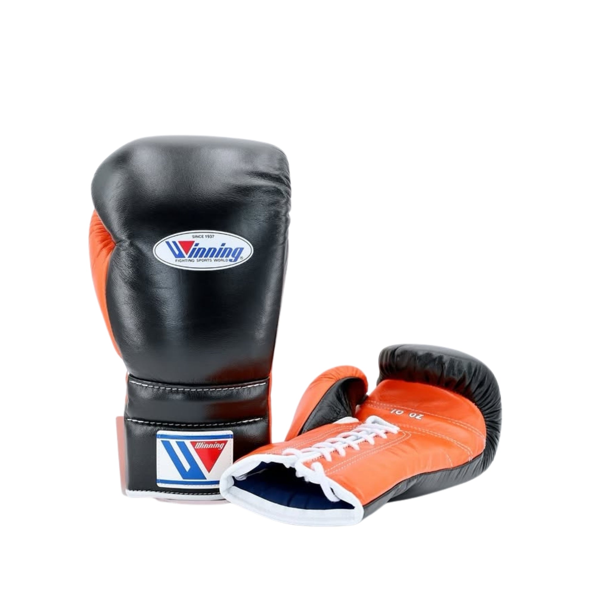 Winning Training boxing gloves 16oz Orange Black Leather Lace up