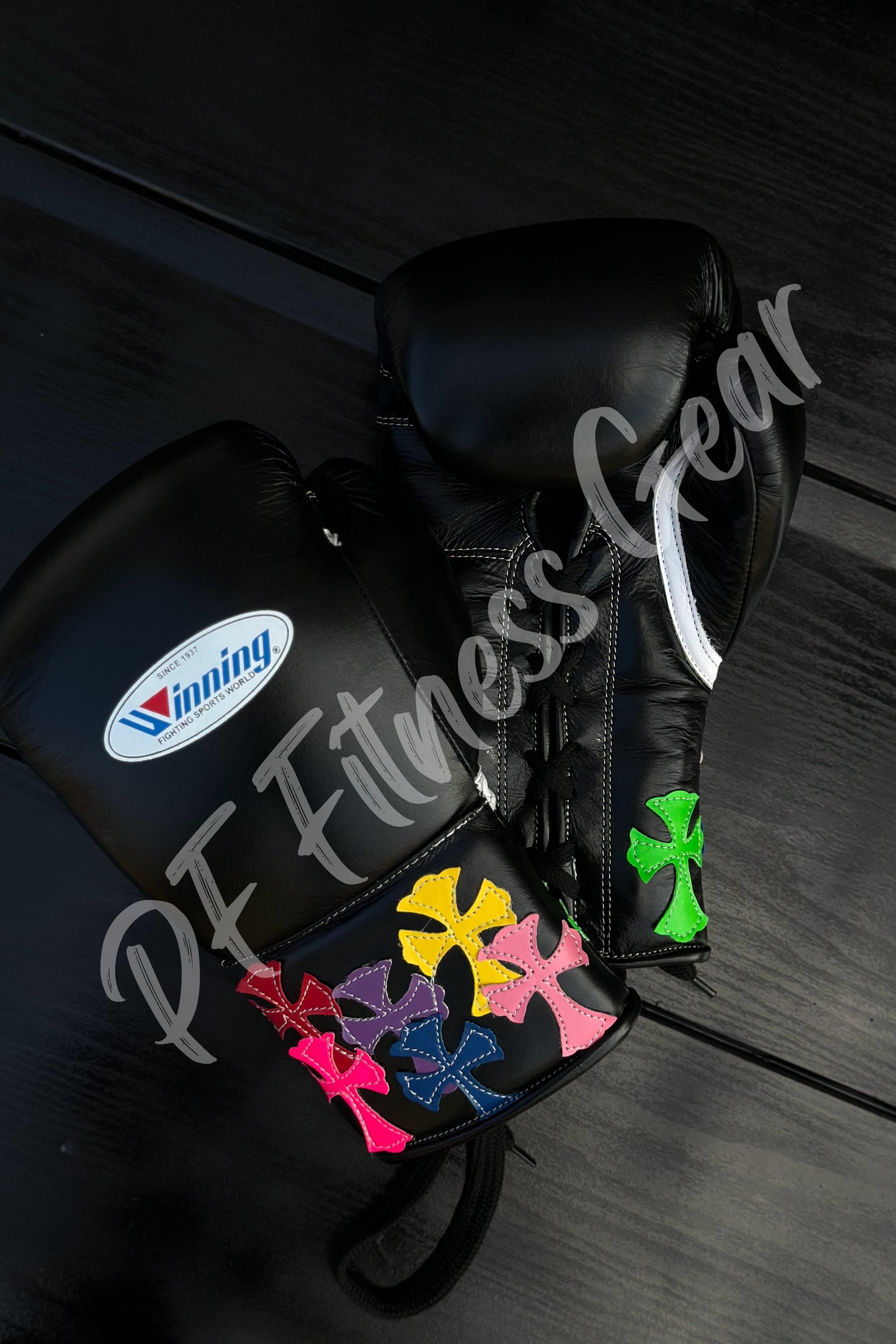 Afforrdable Winning Training boxing gloves BlackLeather Lace up