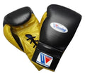 Winning Training boxing gloves Black Gold Leather Lace up - Velcro