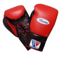 Winning Training boxing gloves Black Red Leather Lace up - Velcro