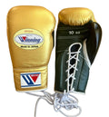 Winning Training boxing gloves Gold Black Leather Lace up - Velcro