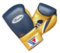 Winning Training boxing gloves Gold Leather Lace up - Velcro