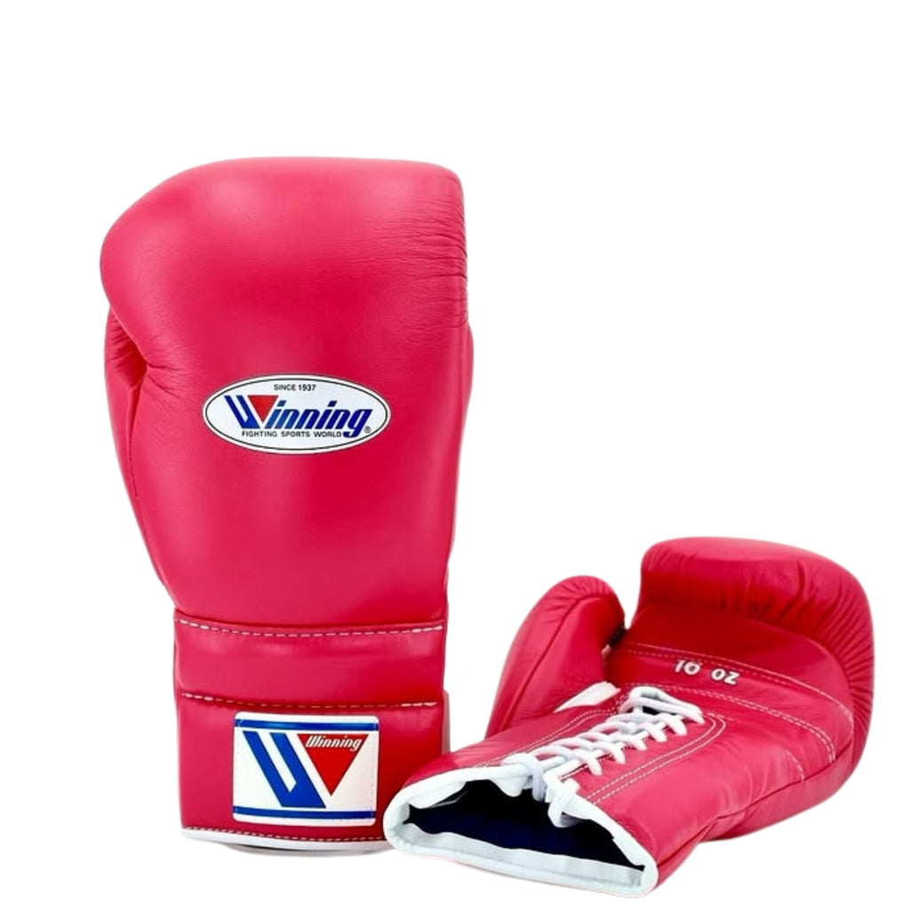 Winning Training boxing gloves Pink Leather Lace up