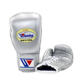 Winning Training boxing gloves Silver Leather Lace up - Velcro