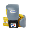 Winning Training boxing gloves Yellow Grey Leather Lace up - Velcro 