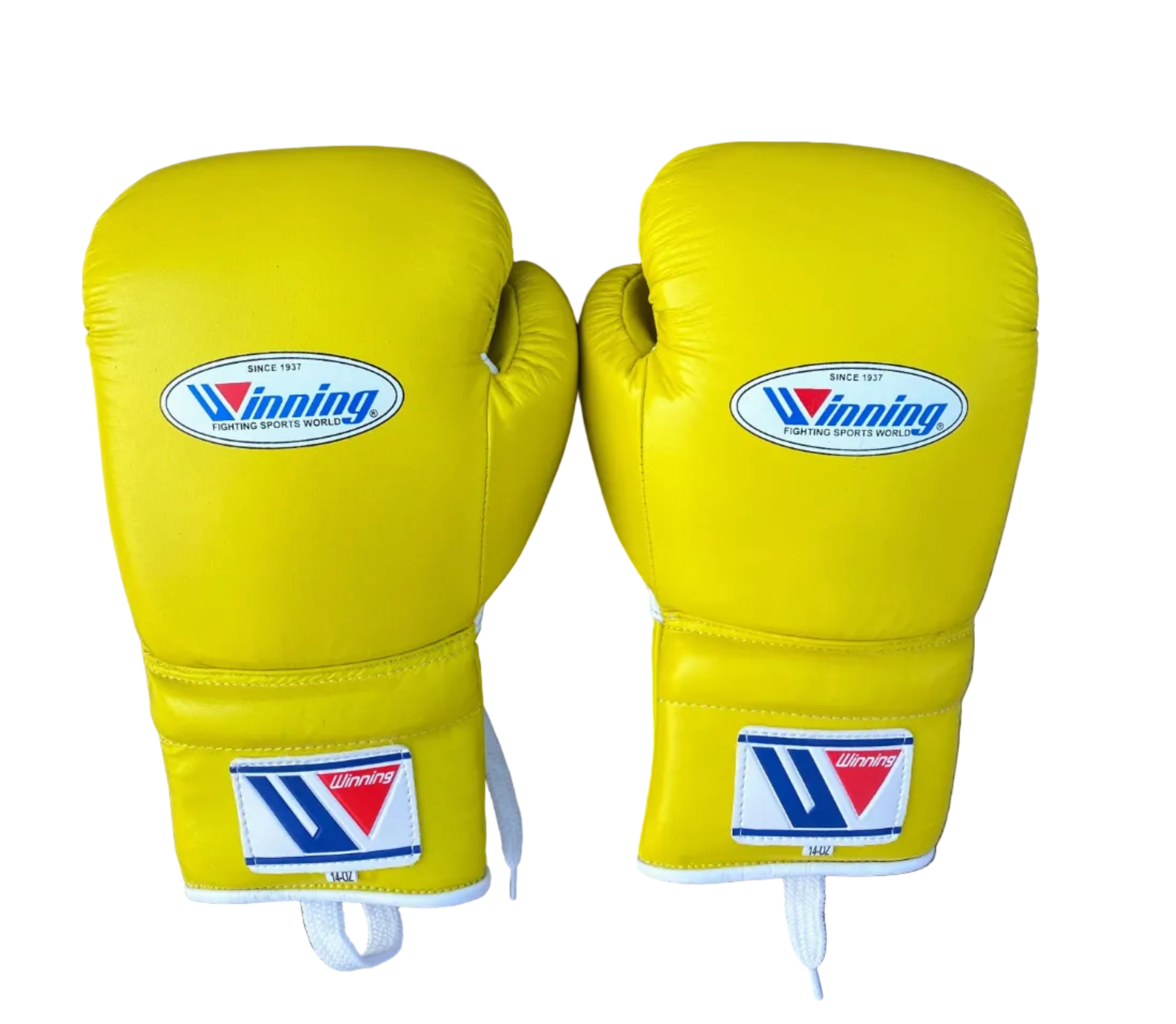 Winning Training boxing gloves yellow Leather Lace up