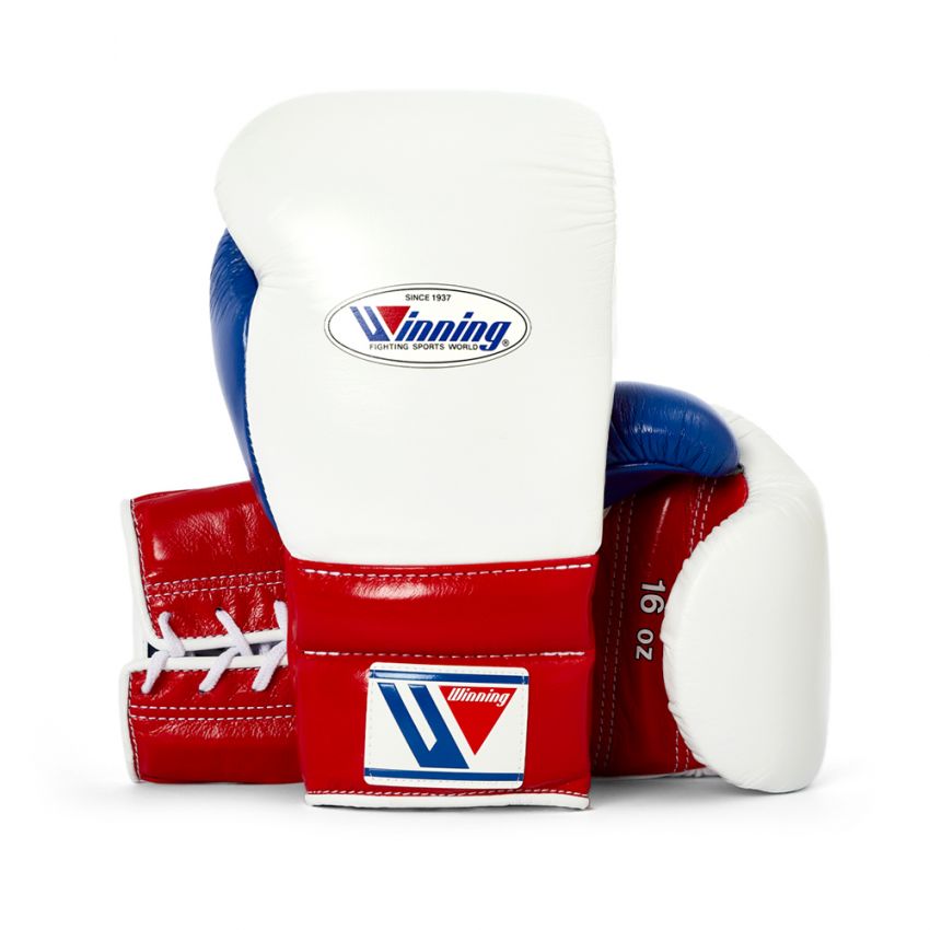 Winning boxing glove 12oz Lace up Red Blue White Leather