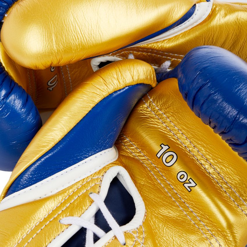 Winning boxing gloves Gold Blue Lace up 