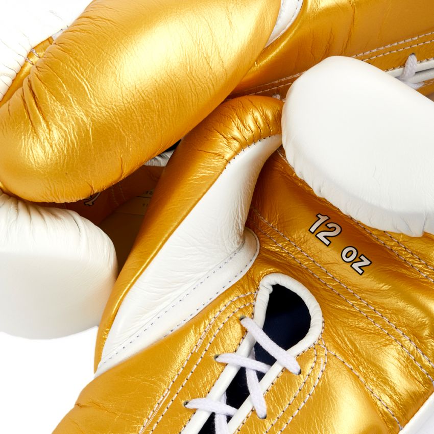 Winning boxing gloves Gold White 14oz Lace up - Velcro