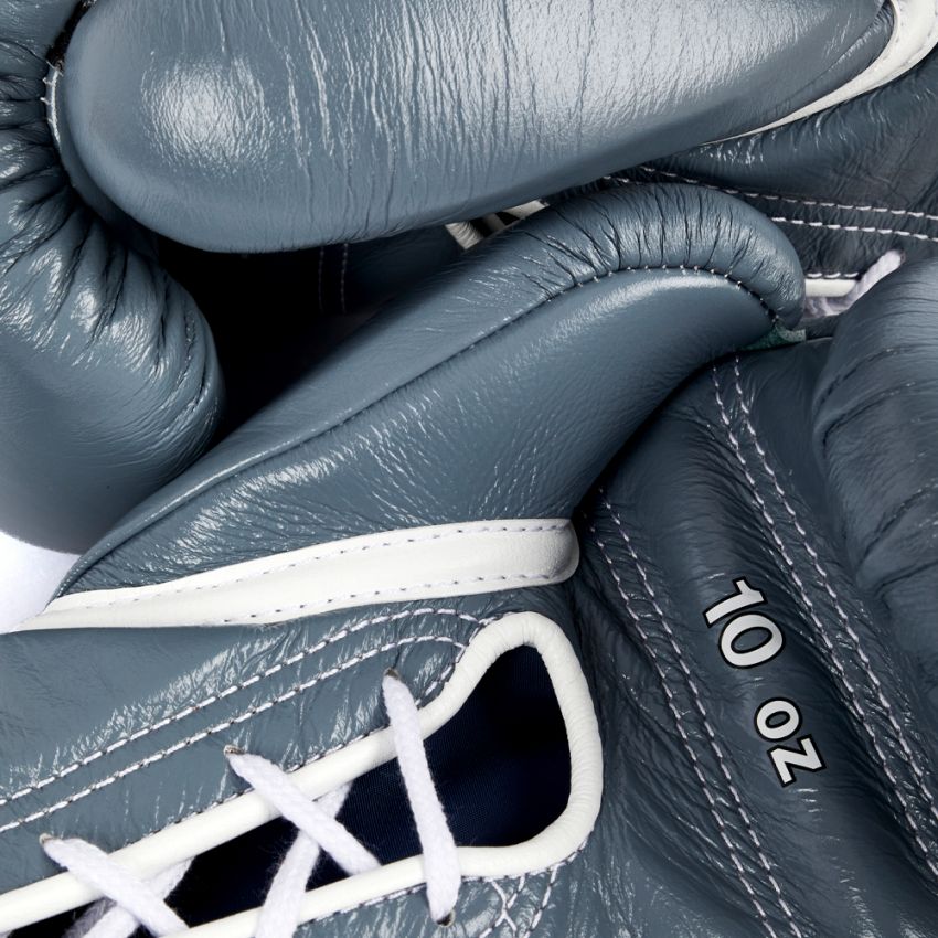 Winning boxing gloves Grey Leather 10oz Lace up - Velcro