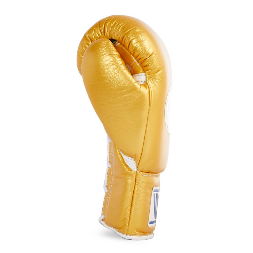 Winning boxing gloves Lace up Gold Leather