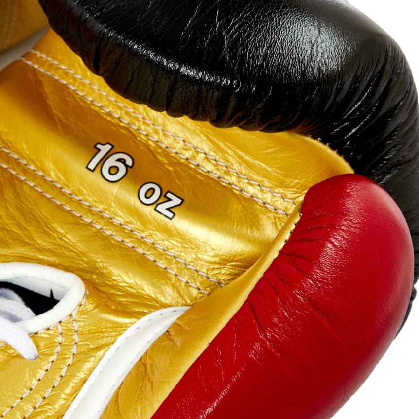 Winning boxing gloves red black gold Leather Lace up