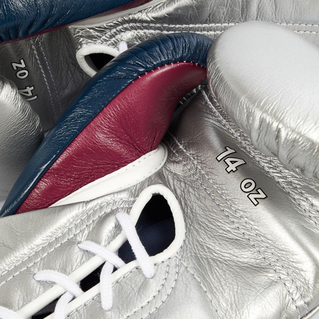 Winning boxing gloves Affordable Silver Leather Lace up - Velcro