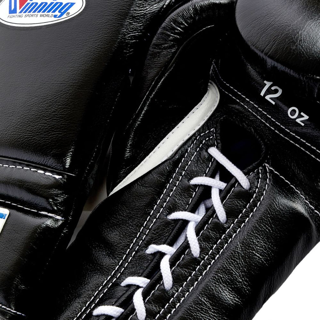 Winning boxing gloves Black Affordable Laced up or Velcro gloves