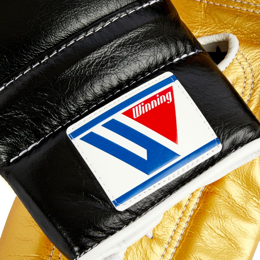 Winning boxing gloves Black Gold Leather Lace up