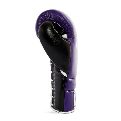 Winning boxing gloves Black Purple Leather 14oz Lace up