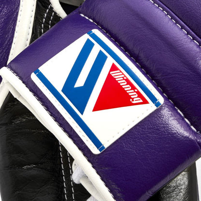 Winning boxing gloves Black Purple Leather 14oz Lace up