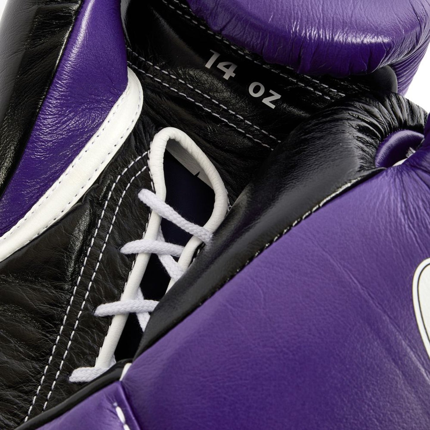 Winning boxing gloves Black Purple Leather 14oz Lace up