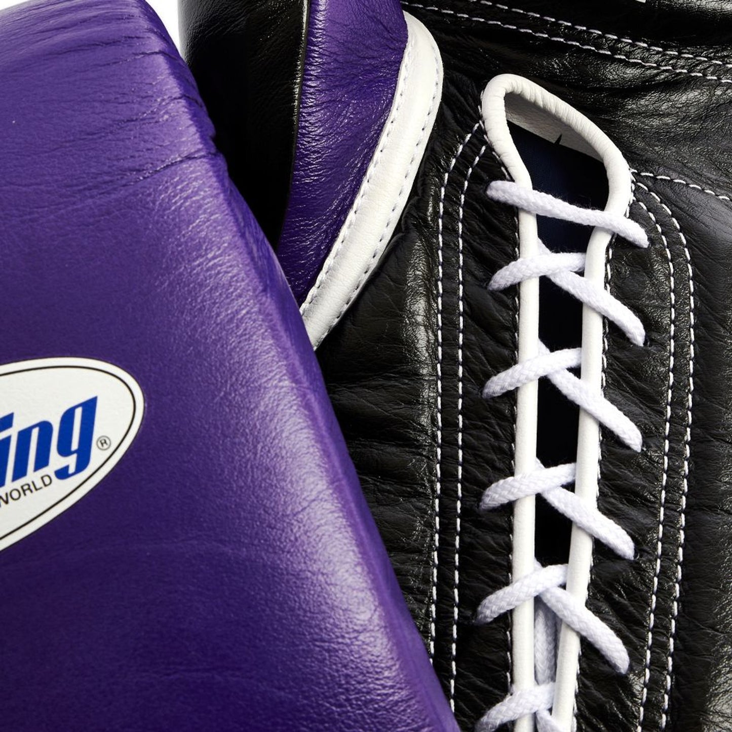 Winning boxing gloves Black Purple Leather 14oz Lace up