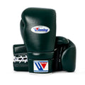 Winning boxing gloves Dark Green Leather 14oz Lace up - Velcro