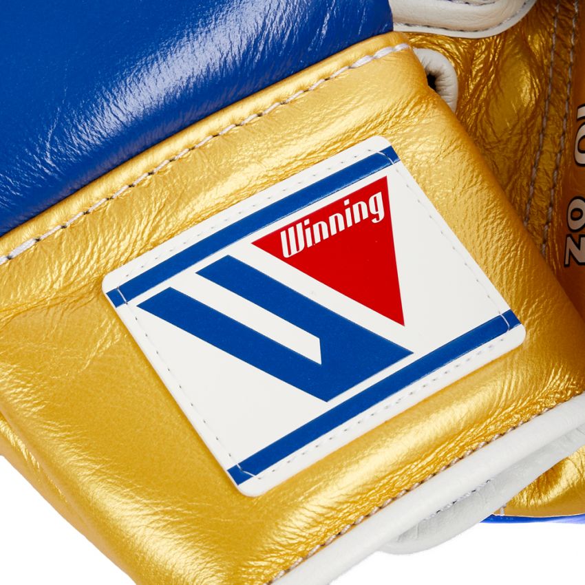 Winning boxing gloves Gold Blue Lace up 