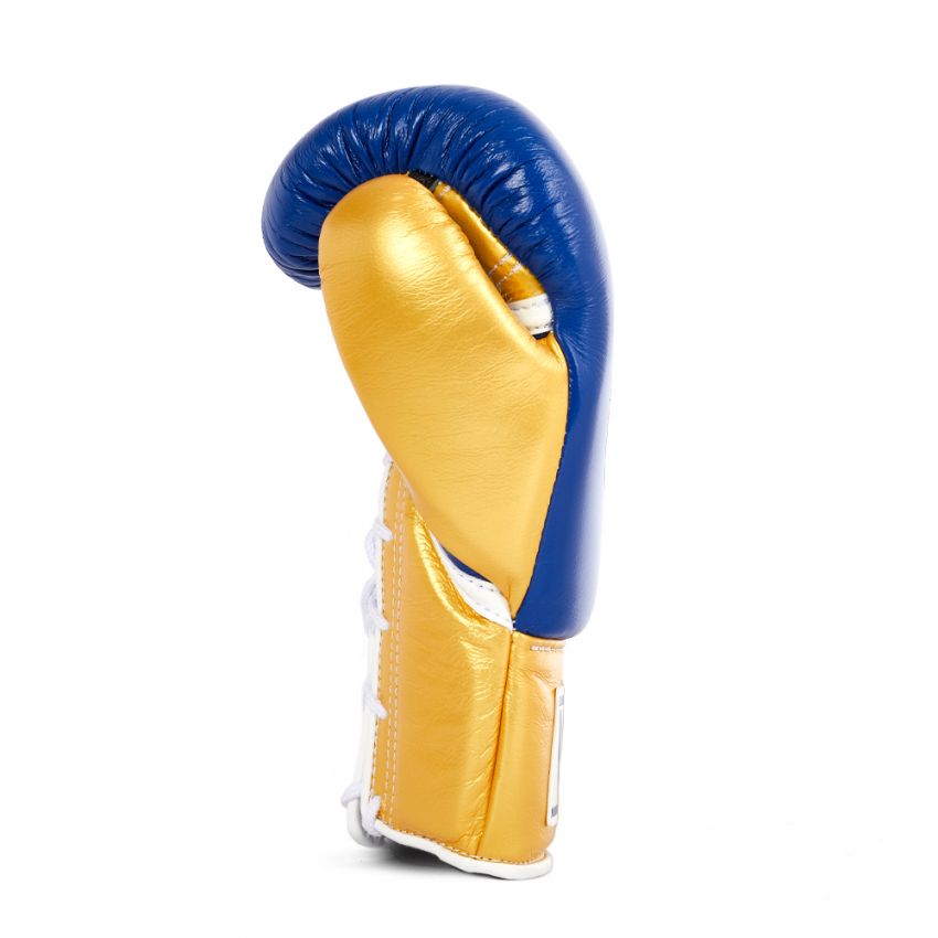 Winning boxing gloves Gold Blue Lace up 