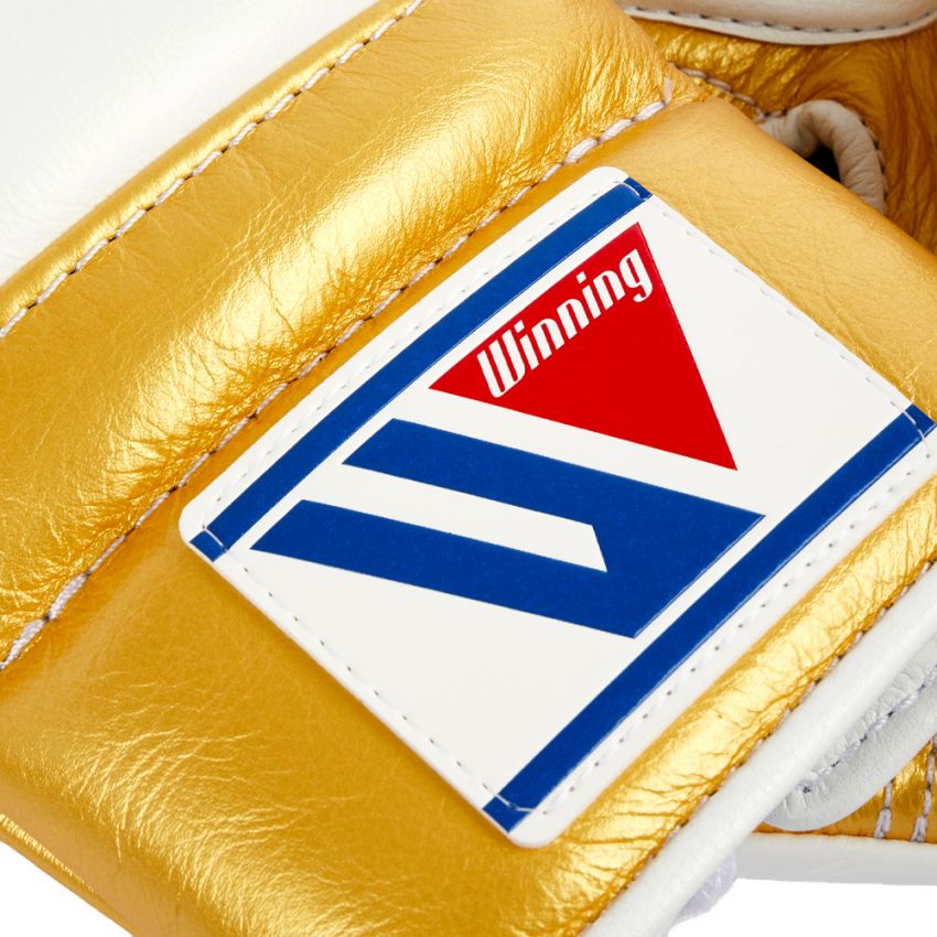 Winning boxing gloves Gold White 14oz Lace up - Velcro