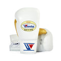 Winning boxing gloves White Gold Leather 16oz Lace up - Velcro