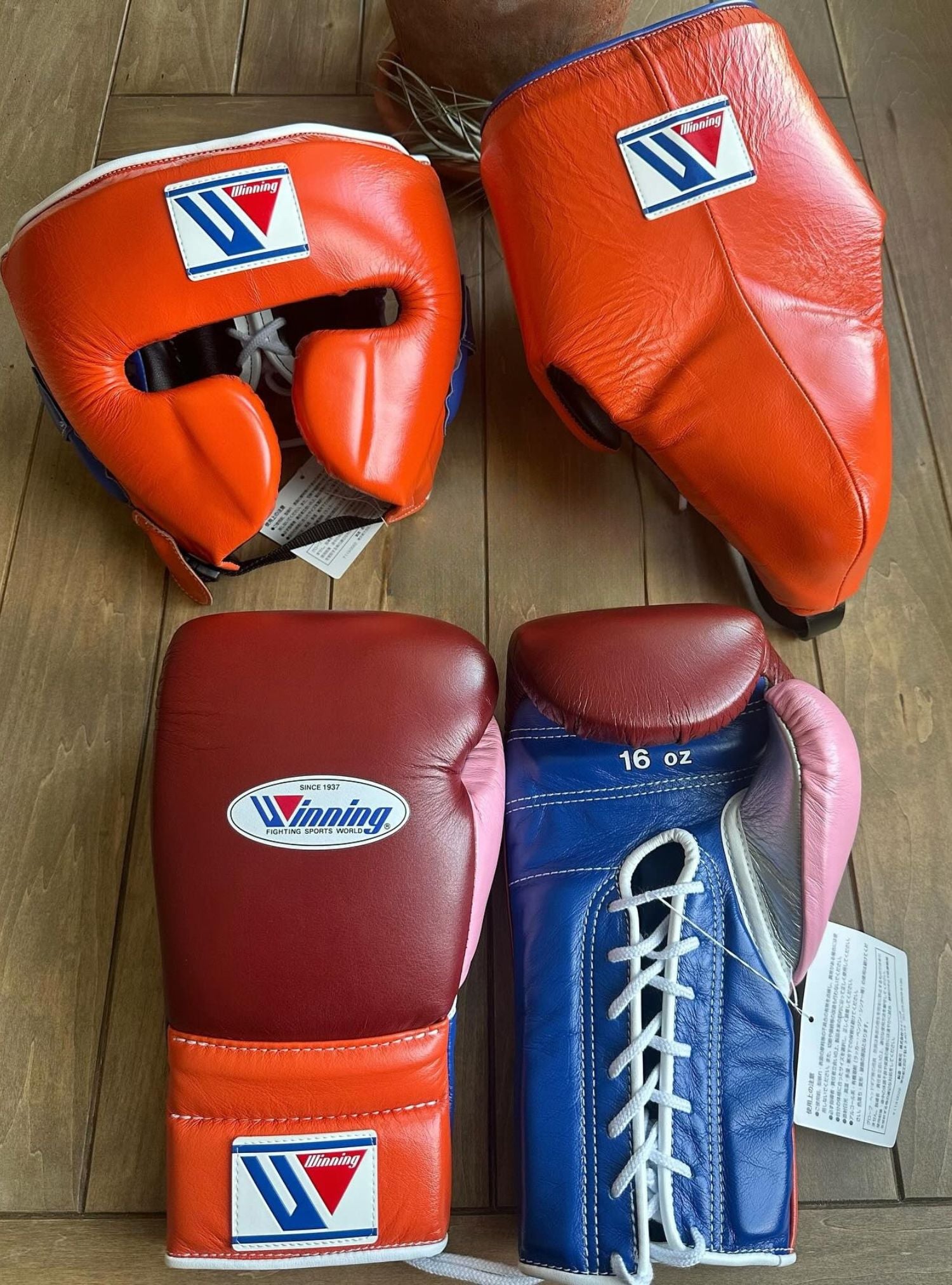 Winning boxing gloves Orange Leather  