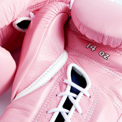 Winning boxing gloves Pink Leather Lace-up