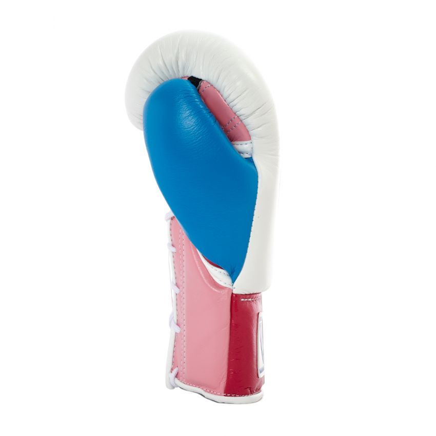 Winning boxing gloves Pink White Leather 14oz Lace up